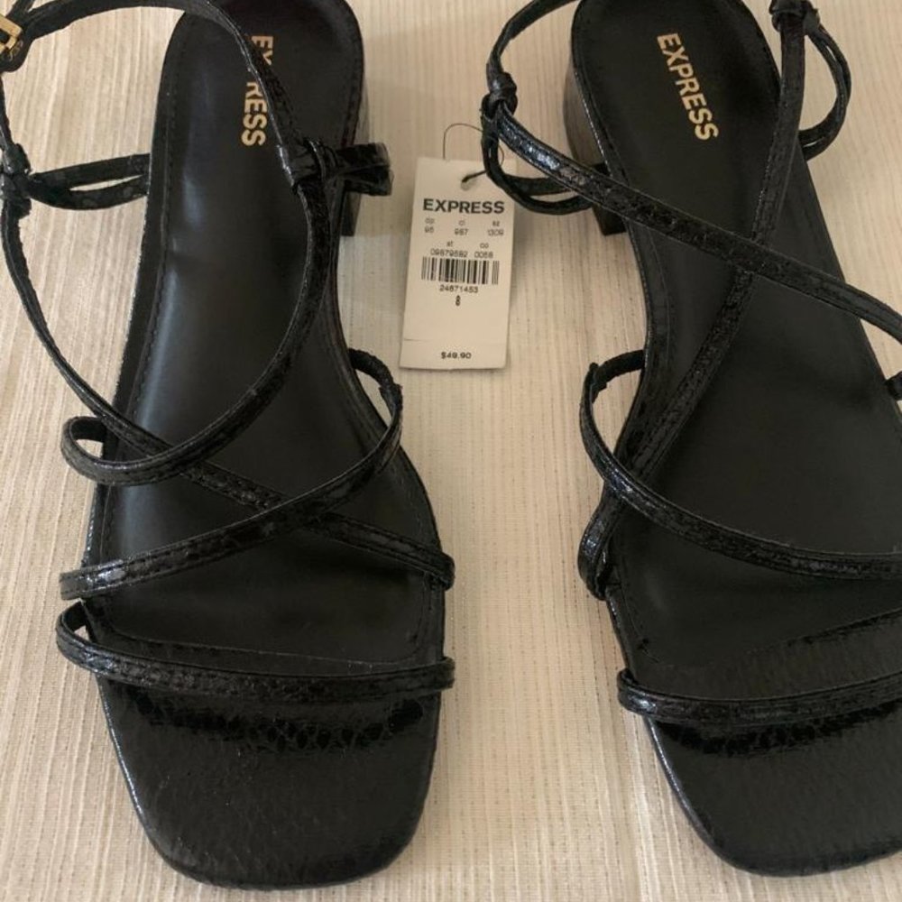 Strappy square toe heeled sandals